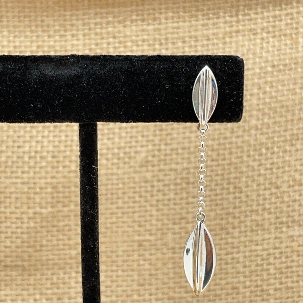 Sevilla Silver Oblong Chain Drop Earrings Sterling Silver Marquee Shaped Dangle - Picture 2 of 7